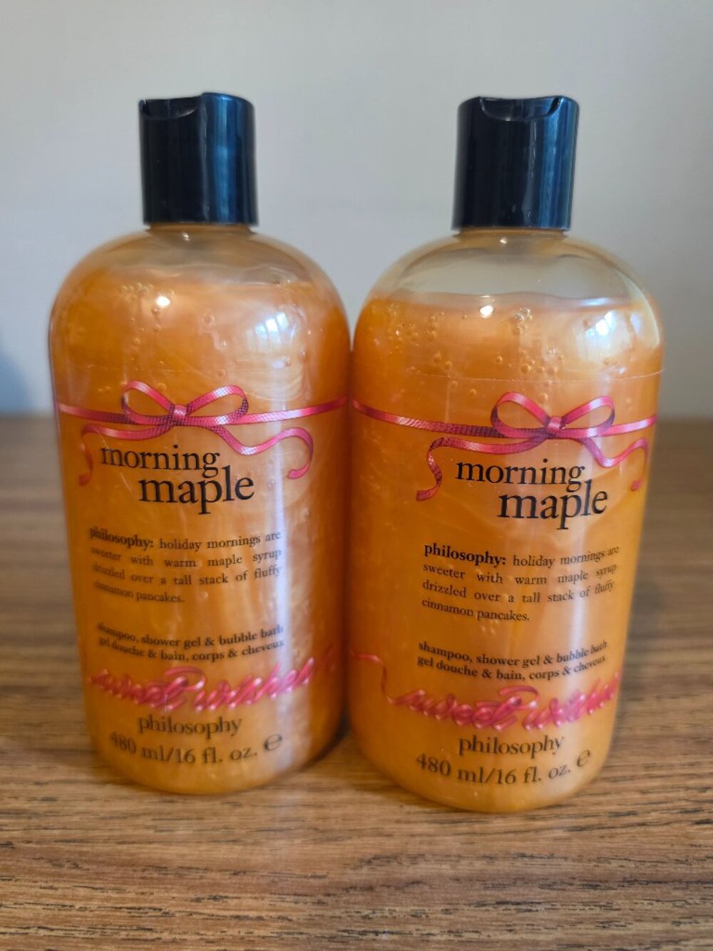 NEW Philosophy Morning Maple Shampoo Shower Gel SET of 2 16 oz